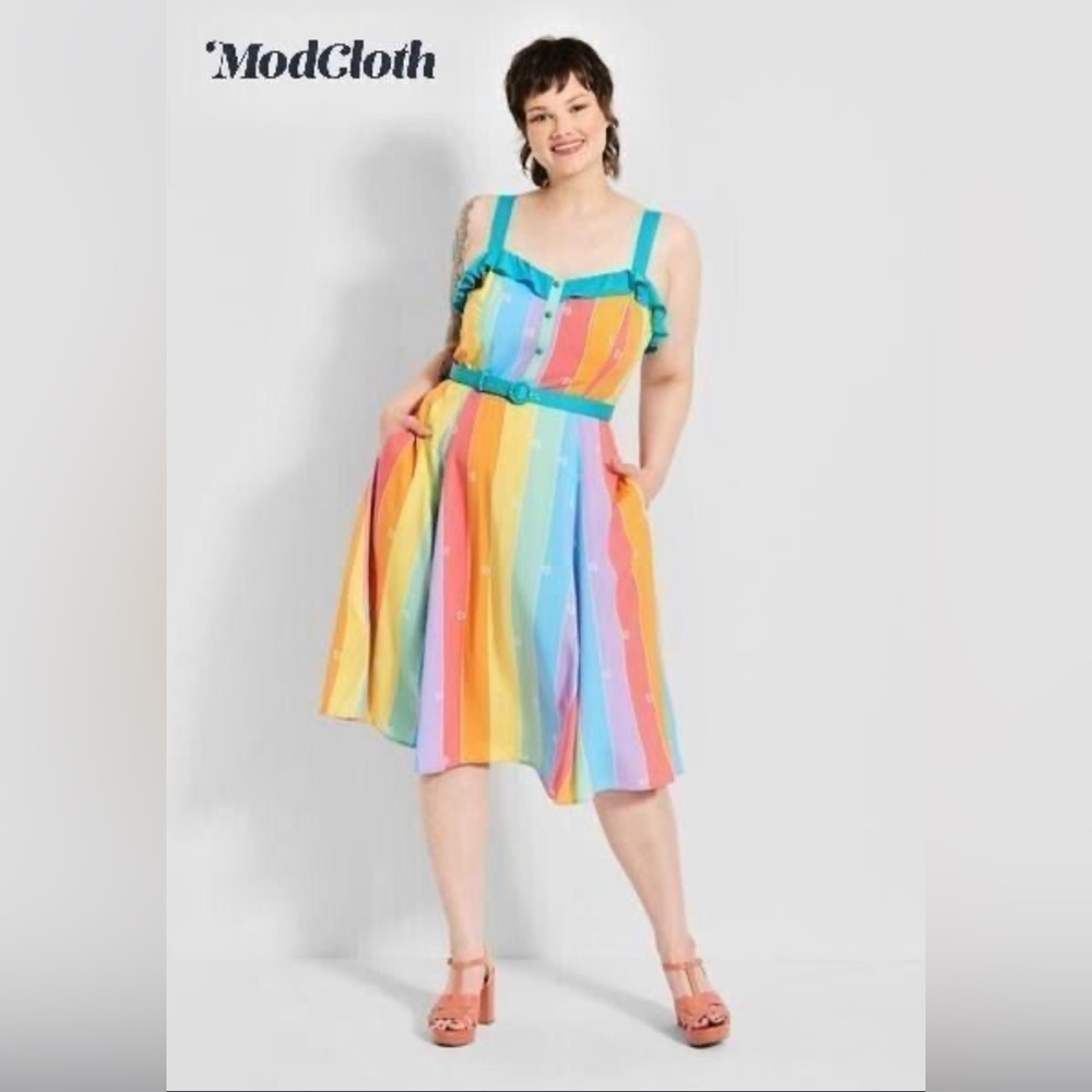 NWT ModCloth x Collectif Rainbow Dream Lover Dress